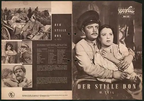 Filmprogramm PFP Nr. 96 /58, Der stille Don - III. Teil, A. Filippowa, P. Glebow, Regie: Sergej Gerassimow