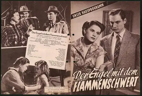 Filmprogramm Unser Hausprogramm, Der Engel mit dem Flammenschwert, Martin Benrath, Petra Peters, Regie: G. Lamprecht