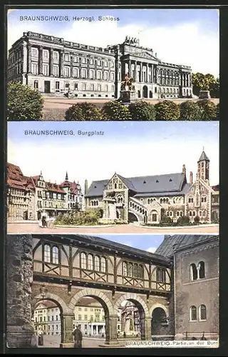 AK Braunschweig, Herzogl. Schloss, Burgplatz, Partie an der Burg