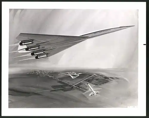 Fotografie Flugzeug Boeing Supersonic, Studie eines Überschall-Passagierflugzeuges, Grossformat 25 x 20cm