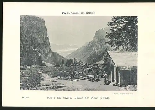 Fotografie Lichtdruck No.335, Phototypie Neuachatel, Ansicht Vallee des Plans / Vaud, Pont de Nant