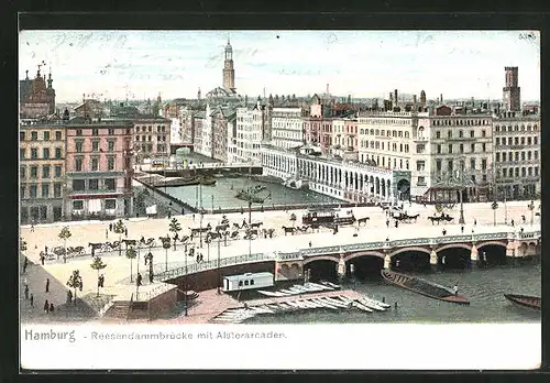 AK Hamburg, Reesendammbrücke mit Alsterarkaden