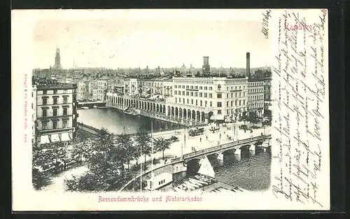 AK Hamburg, Reesendammbrücke und Alsterarkaden
