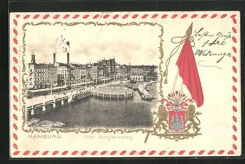 Präge-AK Hamburg-Neustadt, Alter Jungfernstieg, Stadtwappen