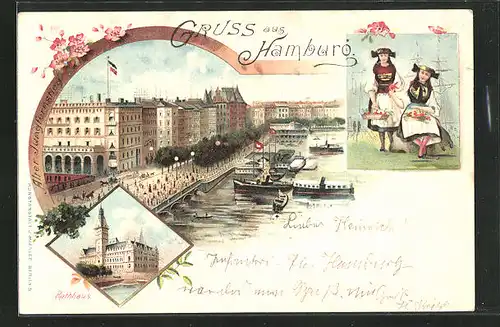 AK Hamburg-Neustadt, Rathhaus, Alsterpromenade