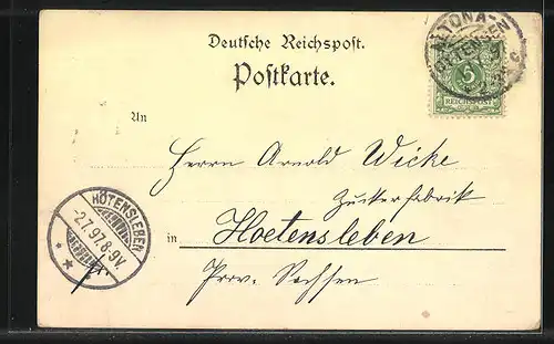 Lithographie Hamburg-Neustadt, Alter Jungfernstieg, Rathhaus
