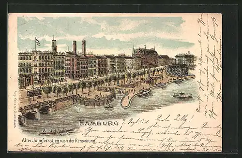 Lithographie Hamburg-Neustadt, Alter Jungfernstieg nach der Renovierung