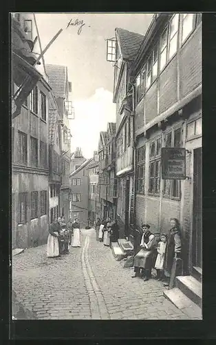 AK Hamburg-Neustadt, Blick die Anberg Strasse hinunter