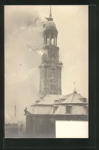 AK Hamburg-Neustadt, Brand der St. Michaeliskirche, 3. Juli 1906