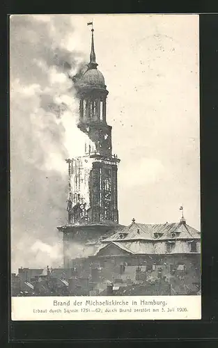 AK Hamburg-Neustadt, Brand der Michaeliskirche 3. Juli 1906