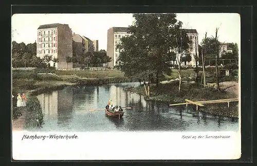 AK Hamburg-Winterhude, Kanal an der Sierichstrasse
