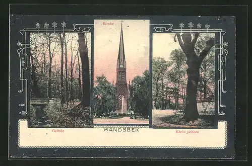 AK Hamburg-Wandsbek, Gehölz, Kirche, Klein-Jüthorn