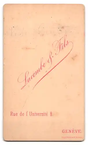 Fotografie Lacomb & Fils, Genève, Rue de l`Université 8, älterer Herr mit Vollbart im Portrait