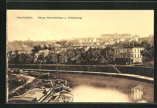 AK Saarbrücken, Neues Krankenhaus und Winterberg mit Booten