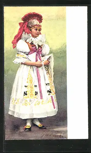 Künstler-AK Tschechische Dame in Tracht