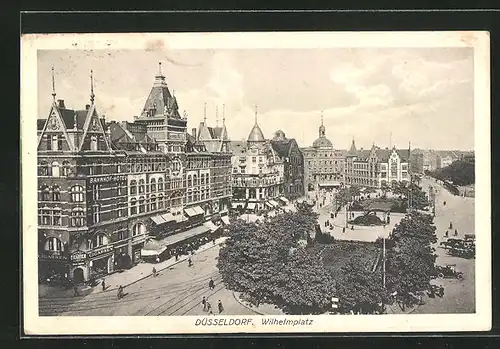 AK Düsseldorf, Wilhelmplatz aus der Vogelschau