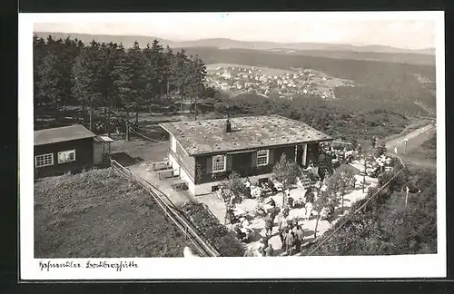 AK Hahnenklee, Café Bocksberghütte aus der Vogelschau