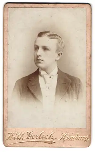 Fotografie Wilh. Gerlich, Hamburg, Portrait junger Herr im Anzug mit Krawatte