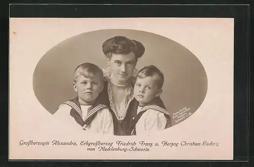 AK Grossherzogin Alexandra, Erbgrossherzog Friedrich Franz und Herzog Christian Ludwig von von Mecklenburg-Schwerin