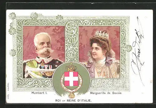 Künstler-AK Humbert I. & Marguerite de Savoie, Roi et Reine d`Italie