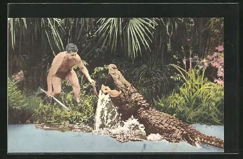 AK Silver Springs, Florida, Ross Allen`s Reptile Institute, Alligator greift an