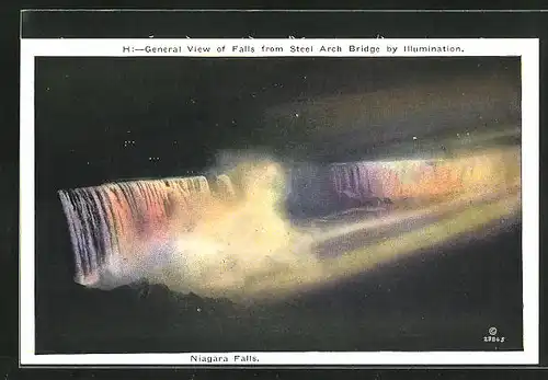AK Niagara Falls, General View of Falls from Steel Arch Bridge by Illumination