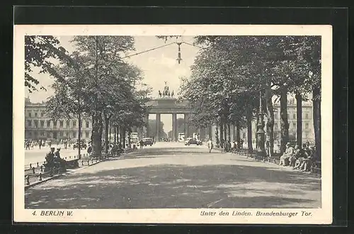 AK Berlin, Brandenburger Tor, Unter den Linden