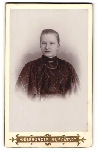 Fotografie H. Seeburger, Burgstädt, Portrait Fräulein mit zusammengebundenem Haar