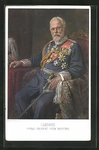 AK König Ludwig III.mit zahlreichen Orden