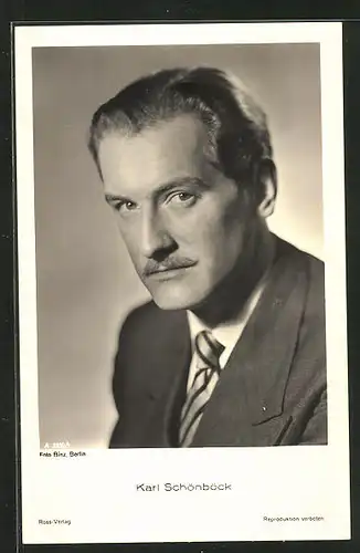 AK Schauspieler Karl Schönböck mit gestreifter Krawatte