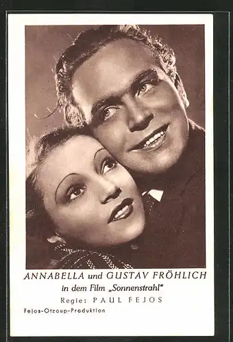 AK Schauspieler Annabella und Gustav Fröhlich im Film Sonnenstrahl