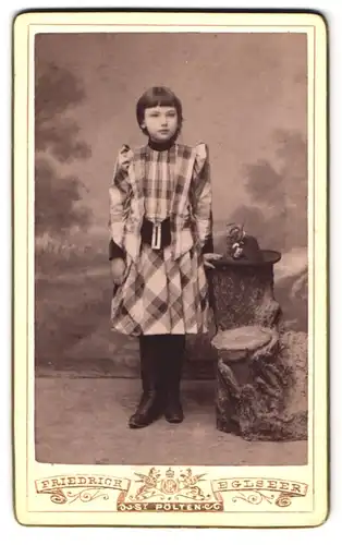 Fotografie Friedrich Eglseer, St. Pölten, Theatergasse 6, brünettes Mädchen trägt Kleid mit Karomuster