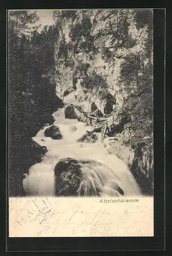 AK Kitzlochklamm mit Wasserfall