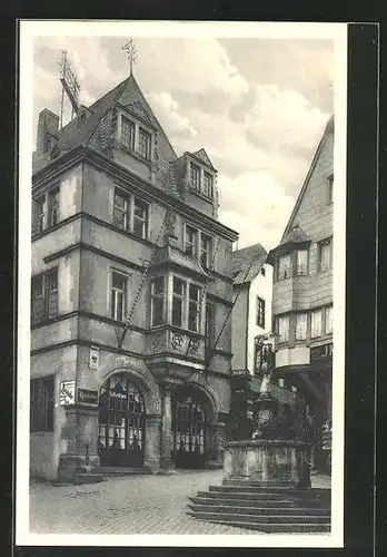 AK Bernkastel, Gasthaus Ratskeller und Brunnen