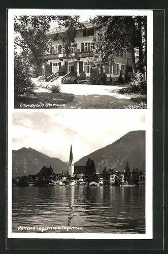 AK Rottach-Egern, Hotel Haus Mayr, Bräunbichlweg 17, Ortspartie mit Kirche