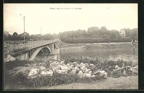 AK Epinay, Le Pont sur la Seine