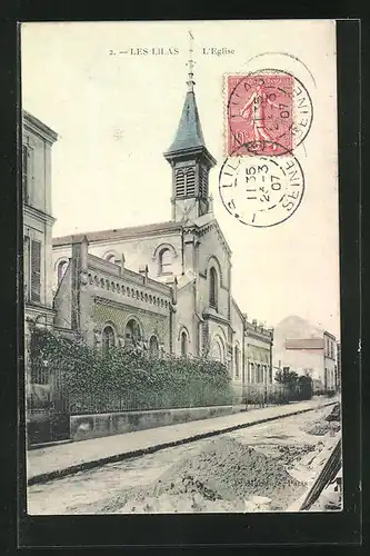 AK Les Lilas, L`Église, Strassenarbeiten bei der Kirche