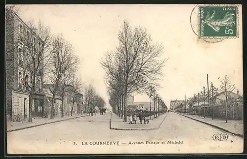 AK La Courneuve, Avenues Pasteur et Michelet