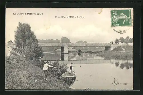 AK Bonneuil, Vue sur le Pont, Peucheurs