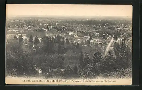 AK Chennevières-sur-Marne, Panorama pris de la Terrasse, sur la Varenne