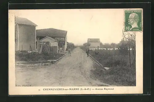 AK Chennevières-sur-Marne, Avenue Raymond, Strassenpartie