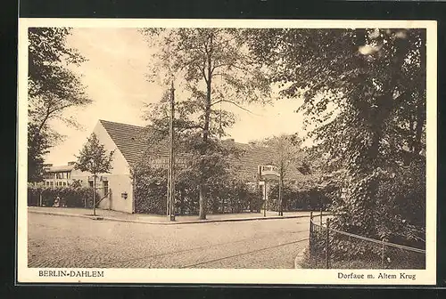 AK Berlin-Dahlem, Gasthaus Dorfaue mit altem Krug