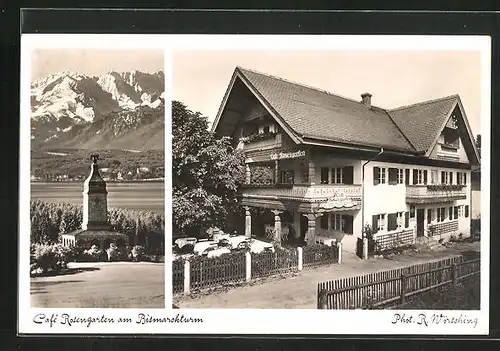 AK Assenhausen-Leoni, Cafe Rosengarten am Bismarckturm