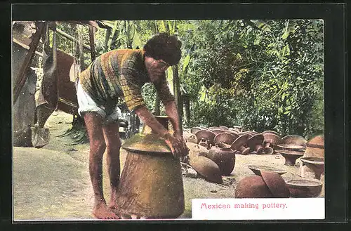 AK Mexican making pottery, Südamerika, Töpfer