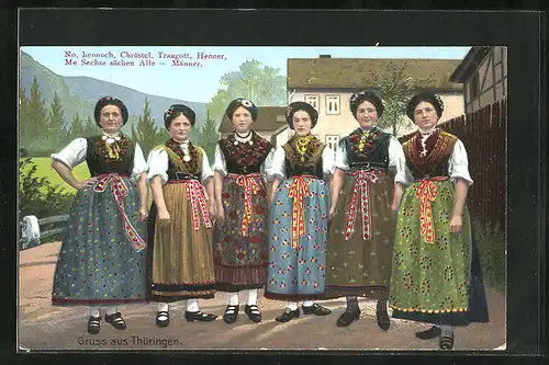 AK Frauen in thüringischer Tracht