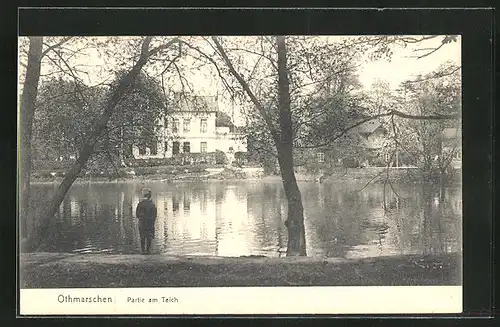 AK Hamburg-Othmarschen, Partie am Teich