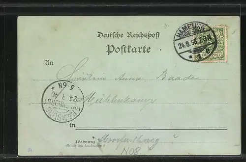 Mondschein-AK Hamburg-Uhlenhorst, Feenteich mit Boot