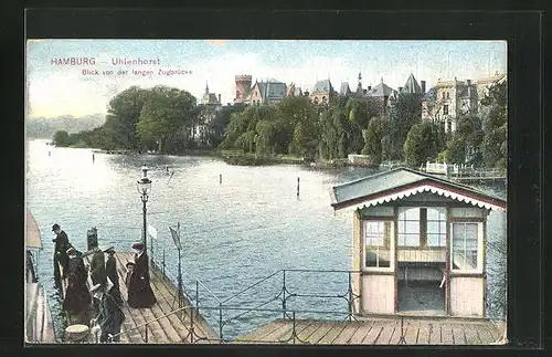 AK Hamburg-Uhlenhorst, Blick von der langen Zugbrücke