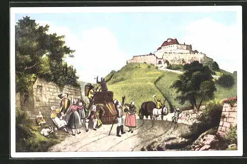 Künstler-AK Stuttgart, Die Burg Württemberg 1534-1819