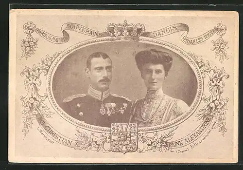 AK König Christian X. und Königin Alexandrine von Dänemark